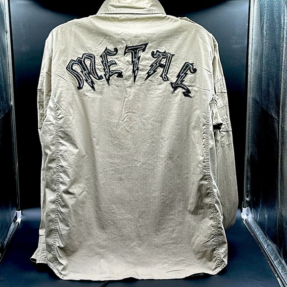 Blac Label Gun Metal snap button button down. Size 2X. Men. Olive Green. - Picture 3 of 7